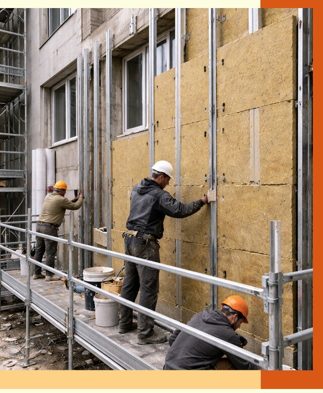 Утепление вентилируемого фасада в Кирове от 5692 руб/м2 — монтаж и утепление вентфасад | ТепломастерКро